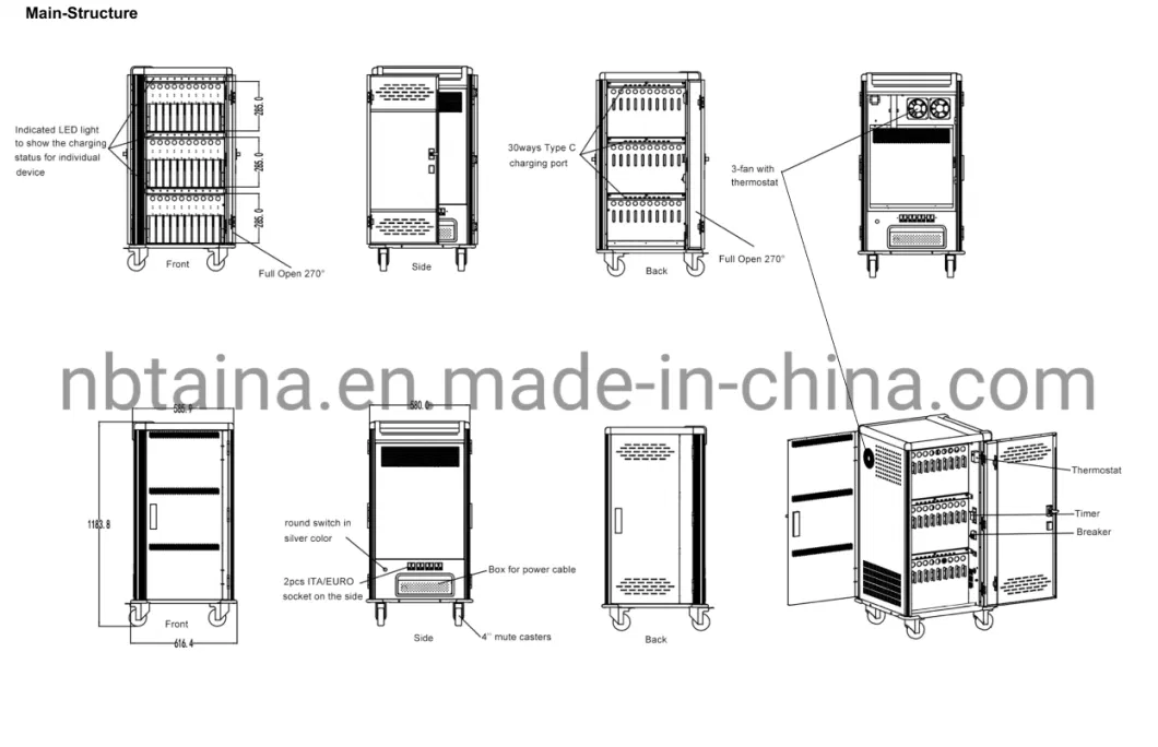 36bay Type C Charging Cart for School