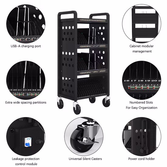 Carrinho de carregamento USB AC para vários dispositivos com surto para sala de aula